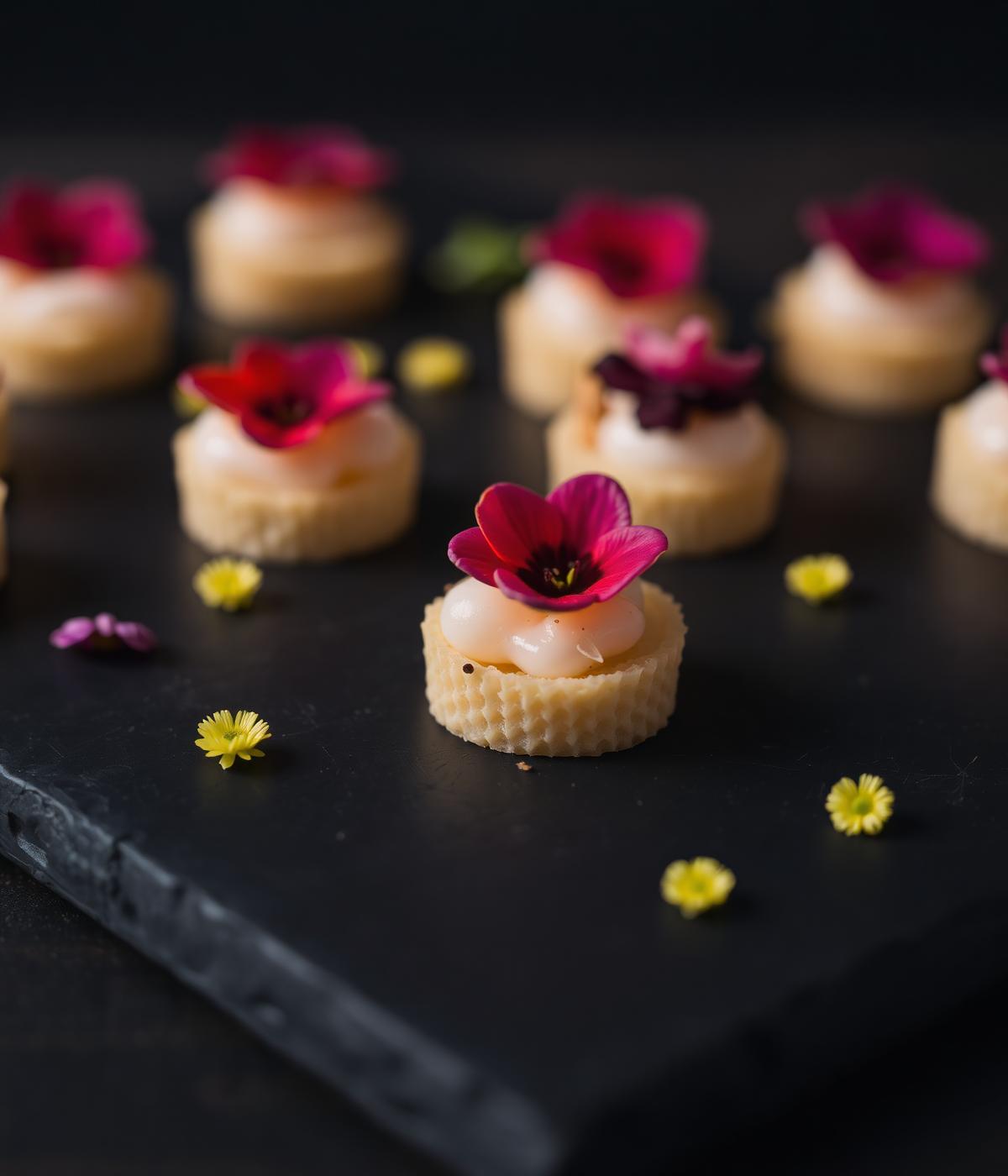 Canapés on slate