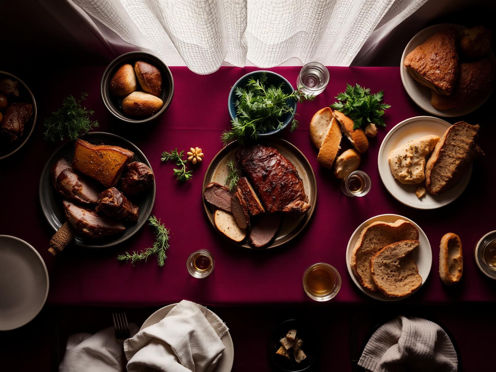 Editorial overhead shot of a Culbo catering spread